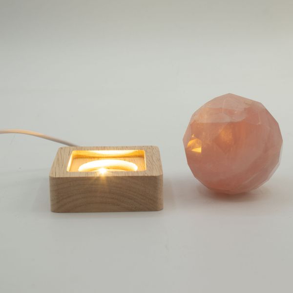 6cm Čtvercový Dřevěný USB LED Stojan - Studená / Teplá / Denní Světlo