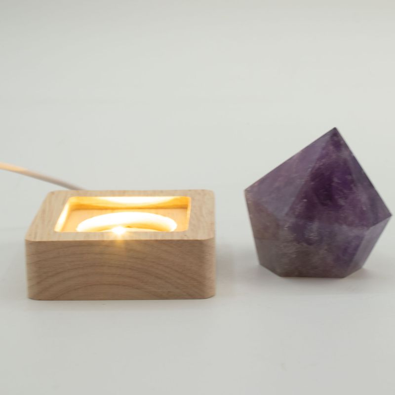 6cm Čtvercový Dřevěný USB LED Stojan - Studená / Teplá / Denní Světlo