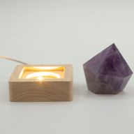 6cm Čtvercový Dřevěný USB LED Stojan - Studená / Teplá / Denní Světlo