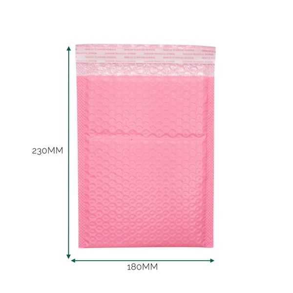 Růžová Polyetylénová Bublinková Obálka (180x230+40mm)