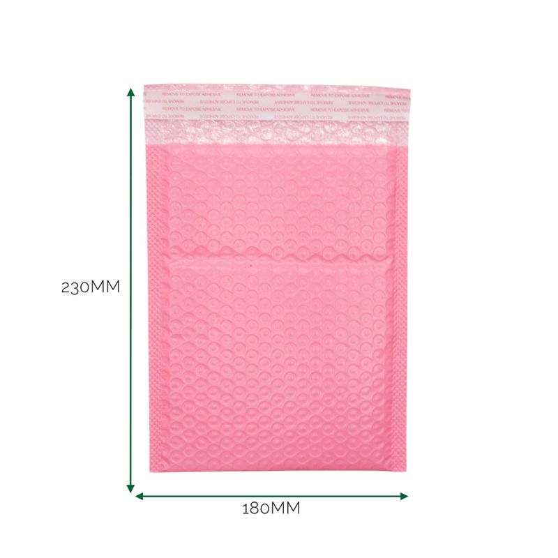 Růžová Polyetylénová Bublinková Obálka (180x230+40mm)