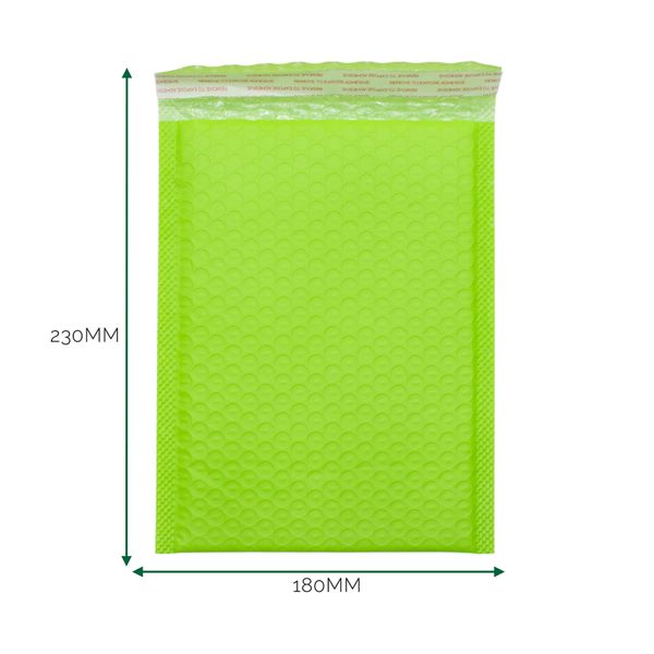 Zelená Polyetylénová Bublinková Obálka (180x230+40mm)