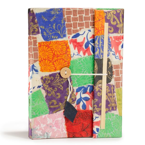 Velký Lokta Patchwork Zápisník (21x15cm) - 45 stran - Vícebarevný
