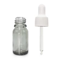 10 ml skleněná kapátková lahvička kouřově šedé barvy se bílou pipetou