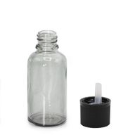 30ml skleněná lahvička s kapátkem, kouřově šedé barvy, se uzávěrem s dětskou ochranou