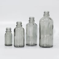 50 ml kouřově šedá skleněná lahvička s kapátkem a hliníkovým víčkem