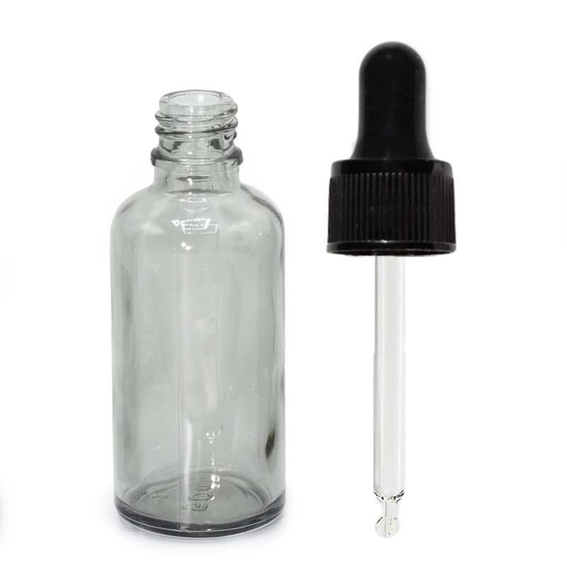 50 ml kouřově šedá skleněná kapací lahvička s černou pipetou