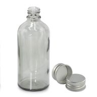 100ml skleněná lahvička s kapátkem kouřově šedé barvy s hliníkovým víčkem
