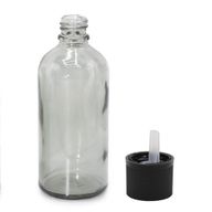 100 ml kouřově šedá skleněná lahvička s kapátkovým uzávěrem s dětskou pojistkou