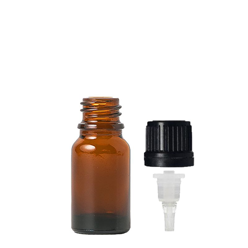 10 ml jantarová skleněná lahvička s kapátkovým víčkem TE