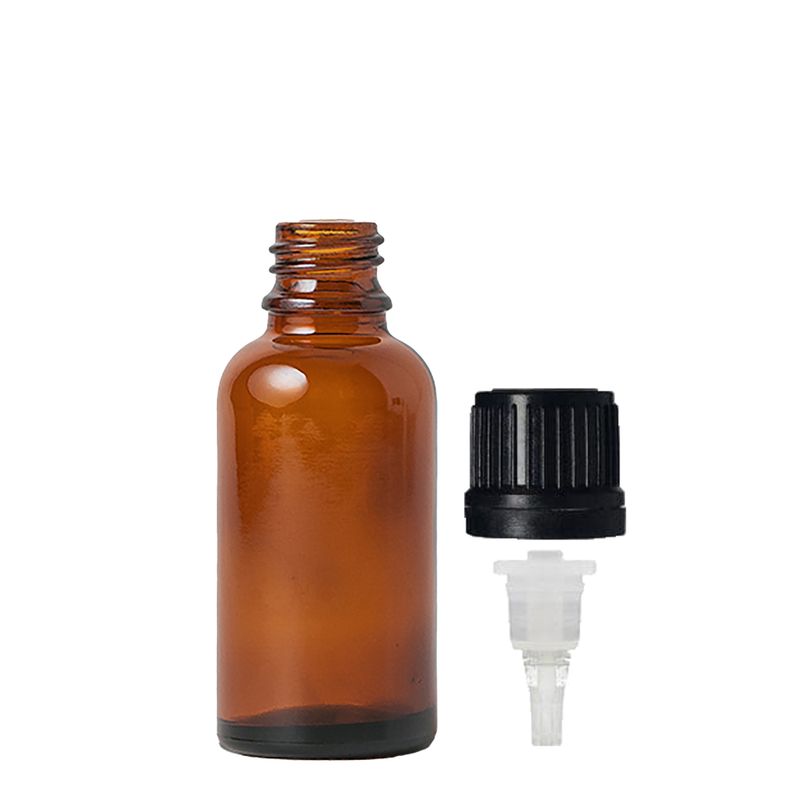 30ml jantarová skleněná lahvička s kapátkovým uzávěrem TE