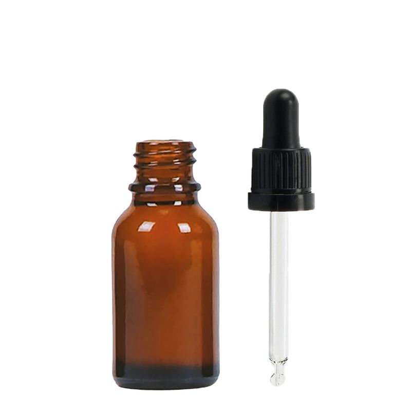 15ml Jantarová Skleněná Lahvička s Černou Pipetou