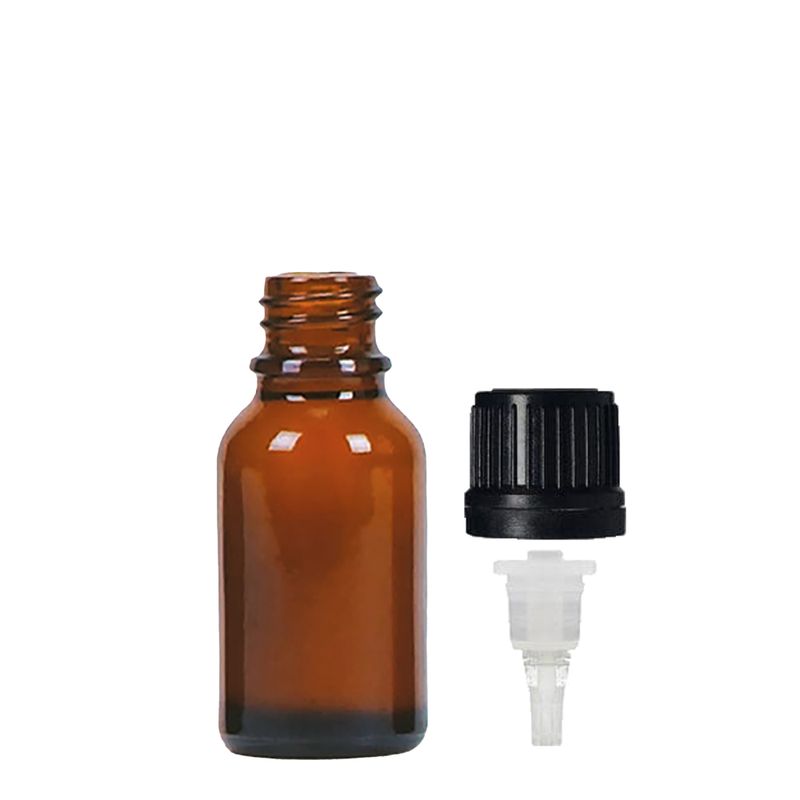 15ml Skleněná Jantarová Lahvička s TE Kapátkovým Uzávěrem