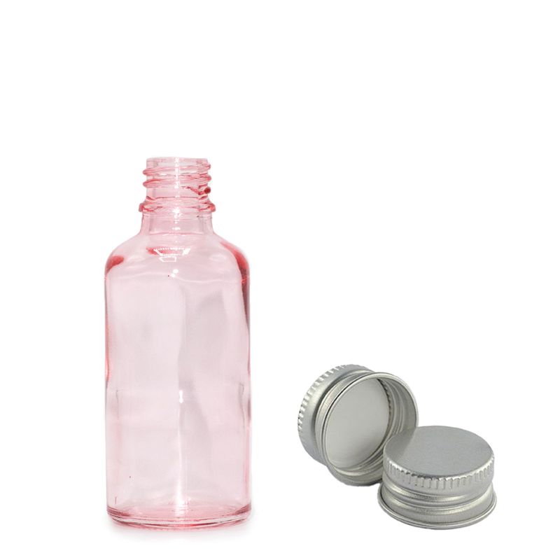 10ml Lahviča z Růžového Skla s Hliníkovým Uzávěrem