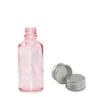 10ml Lahviča z Růžového Skla s Hliníkovým Uzávěrem