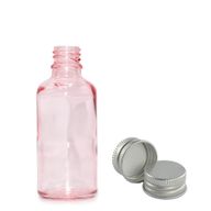 30ml Lahviča z Růžového Skla  with s Hliníkovým Uzávěrem