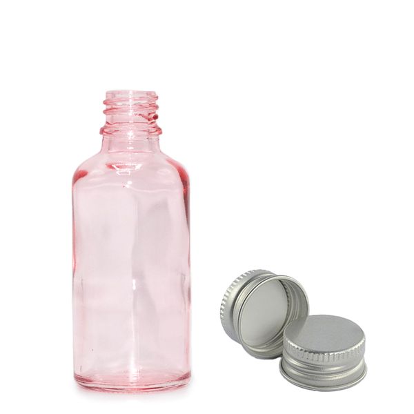 30ml Lahviča z Růžového Skla  with s Hliníkovým Uzávěrem