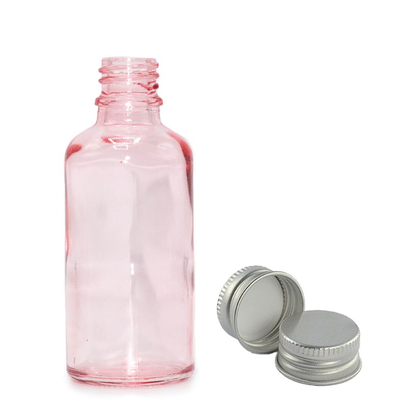 50ml Lahviča z Růžového Skla with s Hliníkovým Uzávěrem