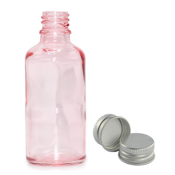 100ml Lahviča z Růžového Skla with s Hliníkovým Uzávěrem
