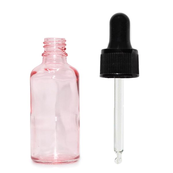 30ml Lahviča z Růžového Skla s Černou Pipetou