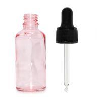 50ml Lahviča z Růžového Skla s Černou Pipetou