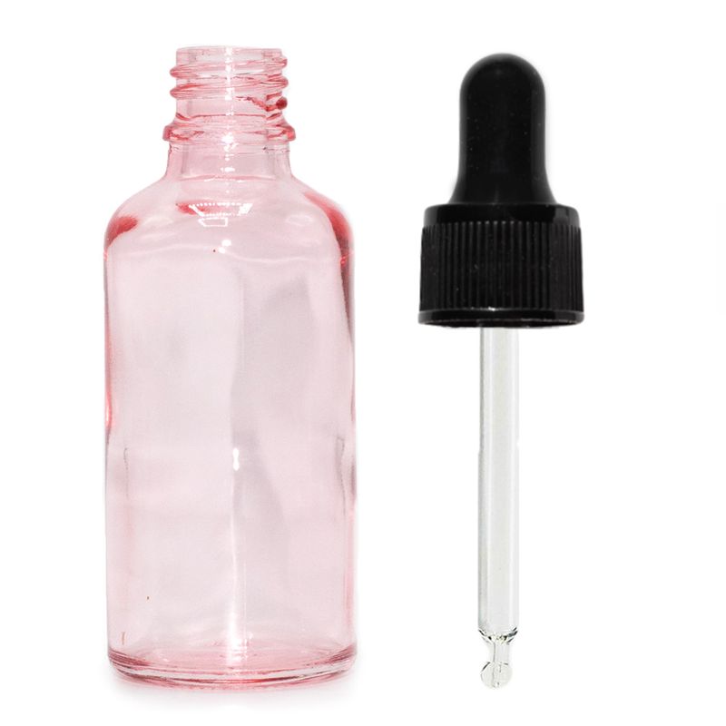 100ml Lahviča z Růžového Skla s Černou Pipetou
