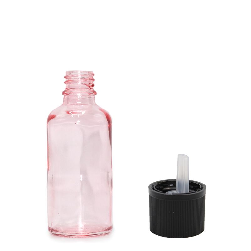 10ml Lahviča z Růžového Skla s Uzávěrem s Dětskou Pojistkou