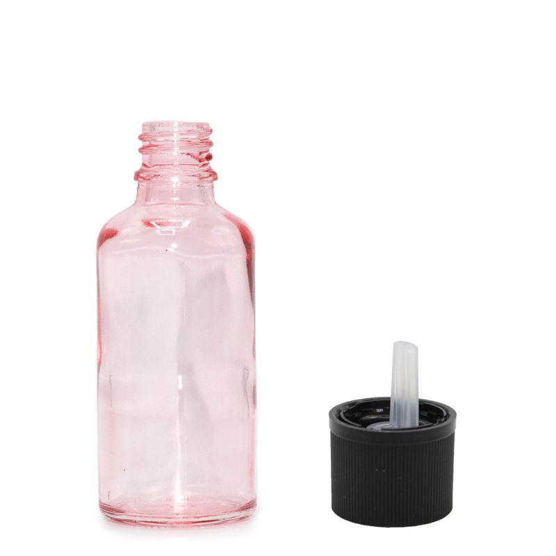 30ml Lahviča z Růžového Skla s Uzávěrem s Dětskou Pojistkou