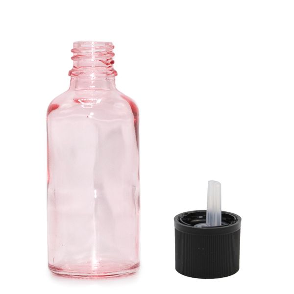 50ml Lahviča z Růžového Skla s Uzávěrem s Dětskou Pojistkou