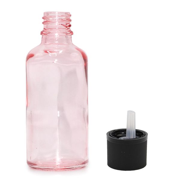 100ml Lahviča z Růžového Skla s Uzávěrem s Dětskou Pojistkou