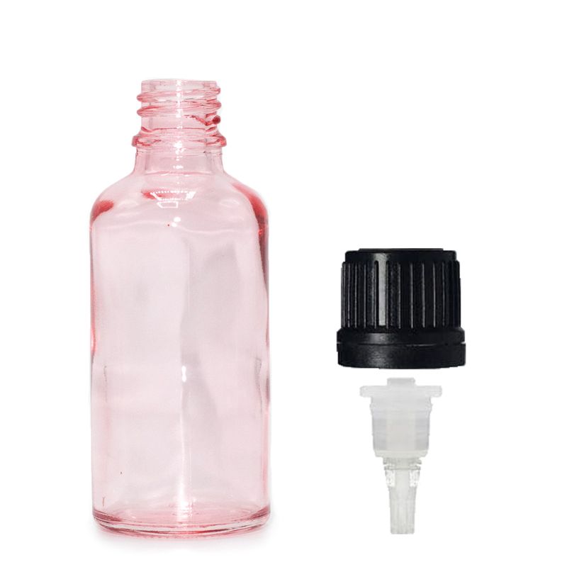 50ml Lahviča z Růžového Skla s Kapátkem