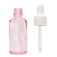 50ml Lahviča z Růžového Skla s Bílou Pipetou