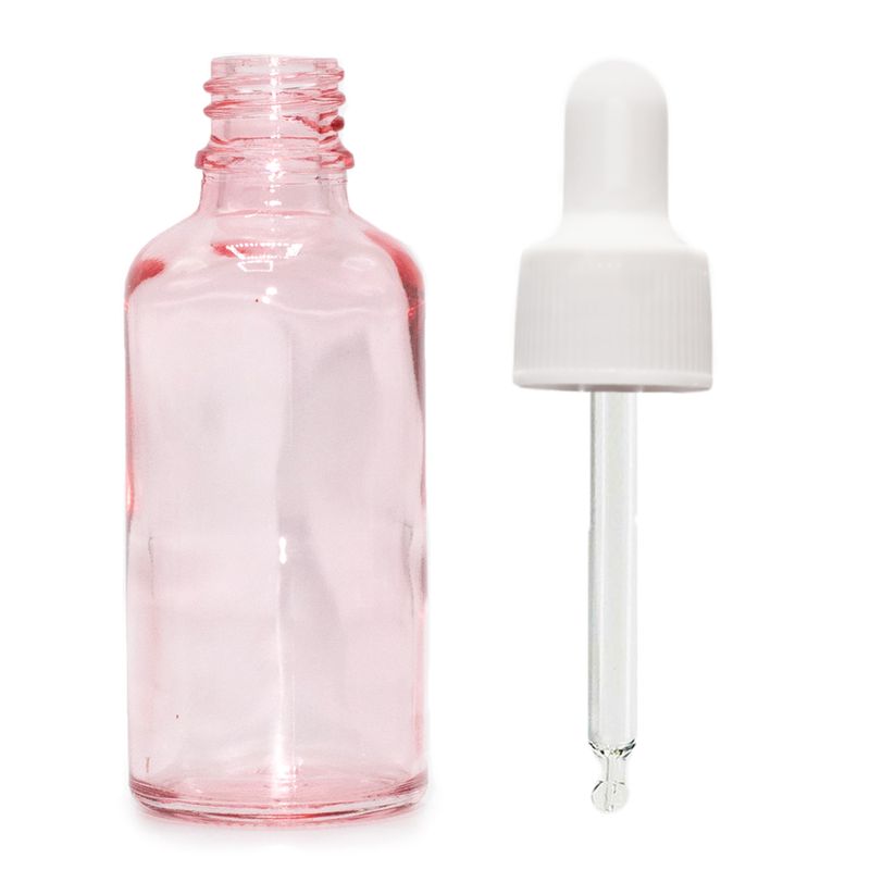 100ml Lahviča z Růžového Skla s Bílou Pipetou