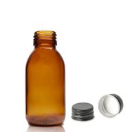 100ml Jantarová Skleněná Lékovka s Hliníkovým Černým Uzávěrem