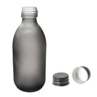 300ml Šedá Skleněná Lékovka s Hliníkovým Černým Uzávěrem