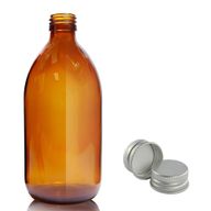 500ml Jantarová Skleněná Lékovka s Hliníkovým Uzávěrem