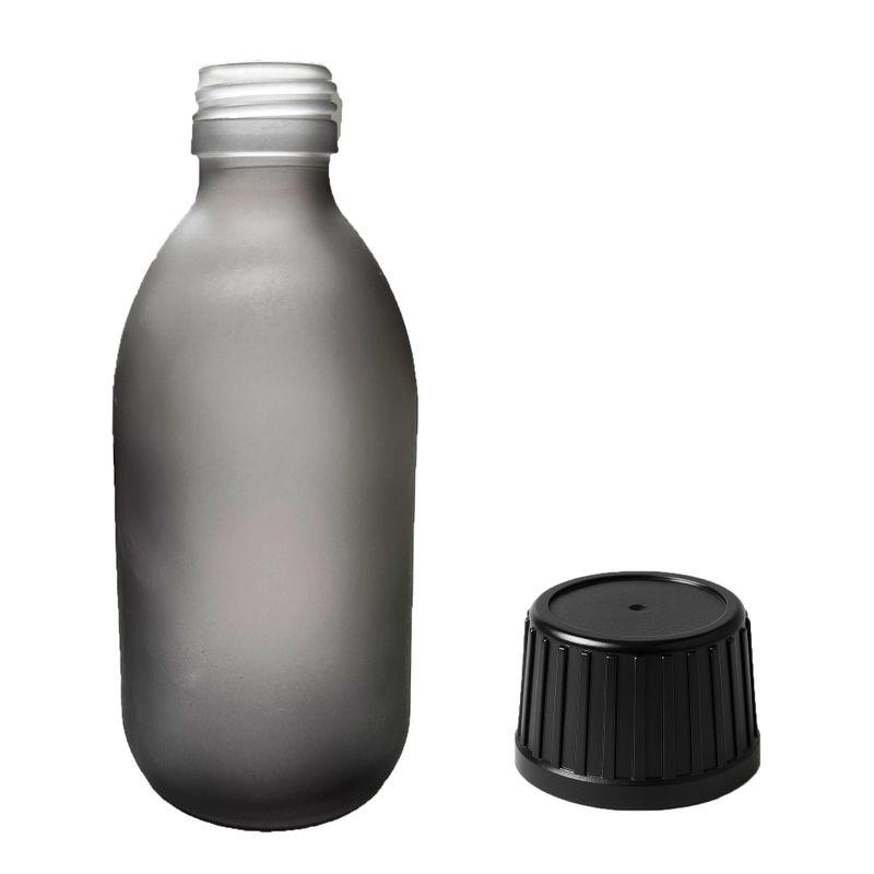 300ml Šedá Skleněná Lékovka s Uzávěrem