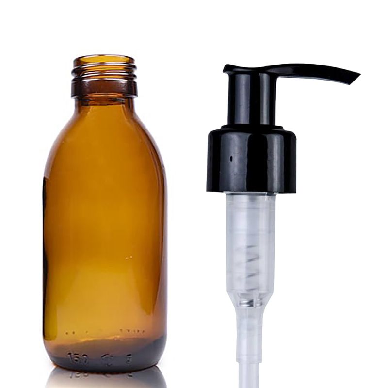 150ml Jantarová Skleněná Lékovka s Dávkovací Pumpičkou