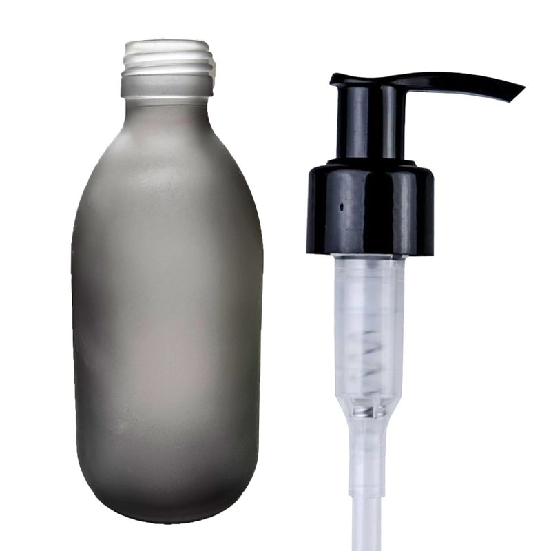 300ml Šedá Skleněná Lékovka s Dávkovací Pumpičkou