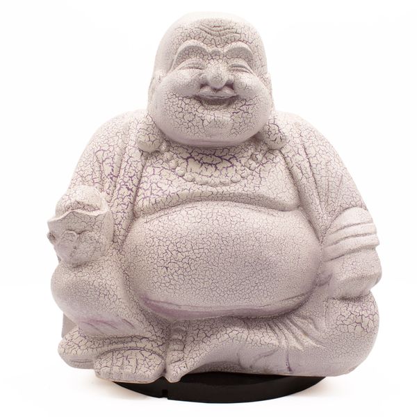 Lampa Smějící se Buddh - Levandulová Popraskaná Glazura - Oválný Stojan