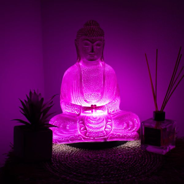 Lampa Meditující Buddha - Třešňová Popraskaná Glazura - Oválný Stojan