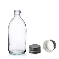 150ml Lékovky z Čirého Skla s Černým Hliníkovým Uzávěrem