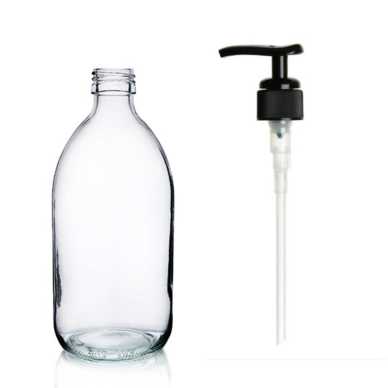 150ml Lékovky z Čirého Skla s Černou Plastovou Pumpičkou