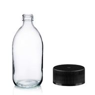 200ml Lékovky z Čirého Skla s Černým Plastovým Uzávěrem