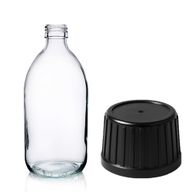 300ml Lékovky z Čirého Skla s Černým TP Uzávěrem