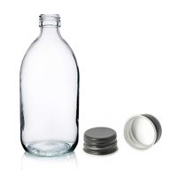 500ml Lékovky z Čirého Skla s Černým Hliníkovým Uzávěrem
