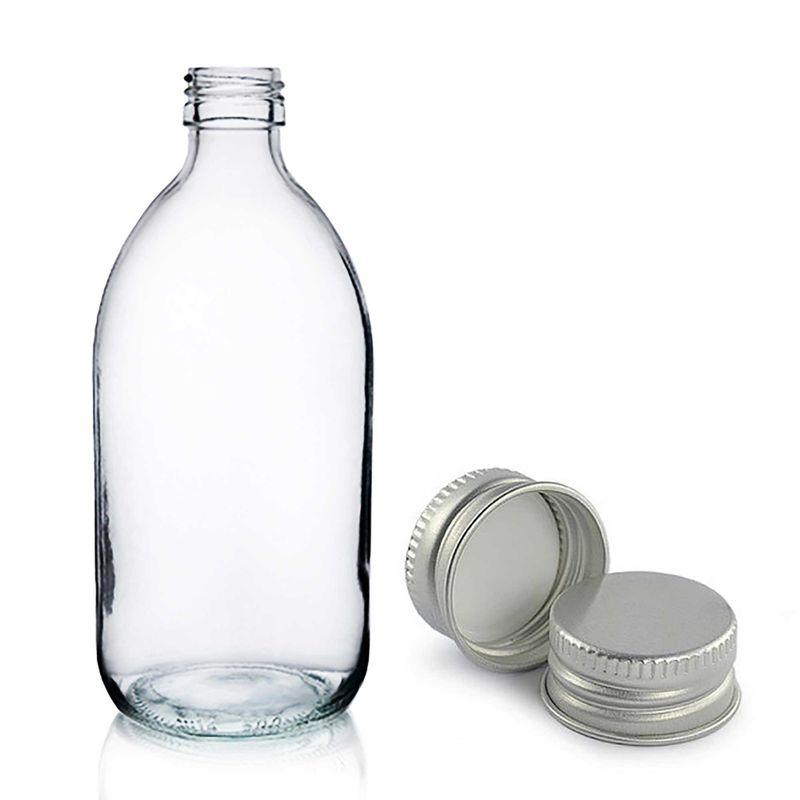 500ml Lékovky z Čirého Skla s Hliníkovým Uzávěrem