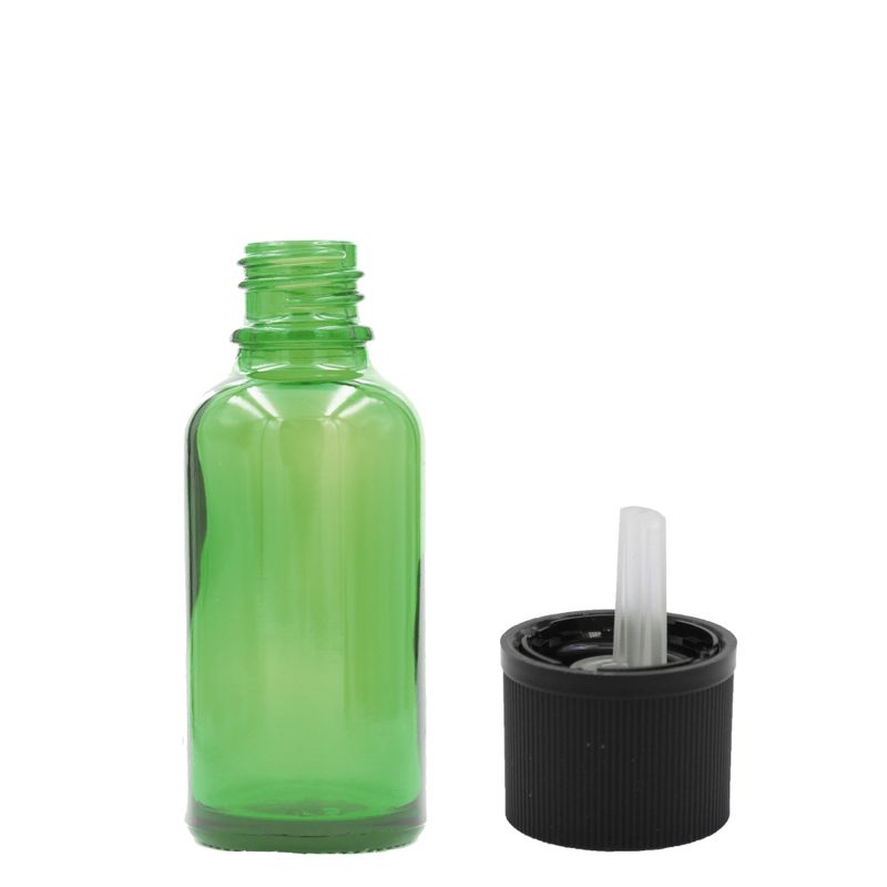 10ml Zelená Skleněná Lahvička S Kapátkovým Uzávěrem s Dětskou Pojistkou
