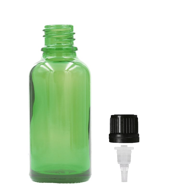 50ml Zelená Skleněná Lahvička S Kapátkovým Uzávěrem