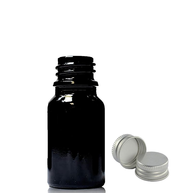 5ml Skleněná Lahvička z Černého Skla s Hliníkovým Uzávěrem